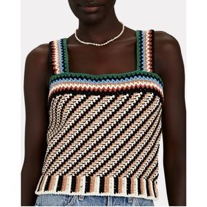 Veronica Beard Livina Knit Crop Tank Blouse Stripe Retro XS